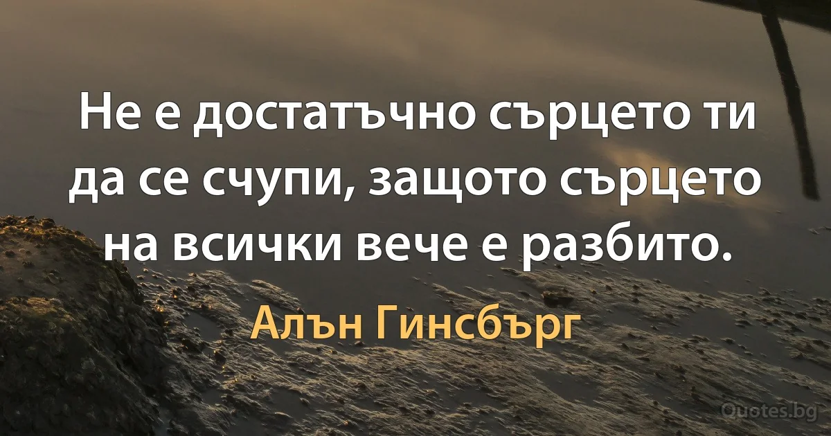 Не е достатъчно сърцето ти да се счупи, защото сърцето на всички вече е разбито. (Алън Гинсбърг)