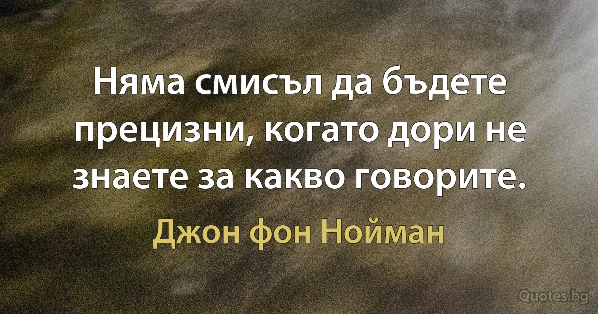 Няма смисъл да бъдете прецизни, когато дори не знаете за какво говорите. (Джон фон Нойман)