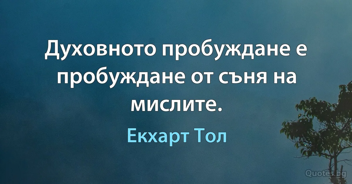 Духовното пробуждане е пробуждане от съня на мислите. (Екхарт Тол)