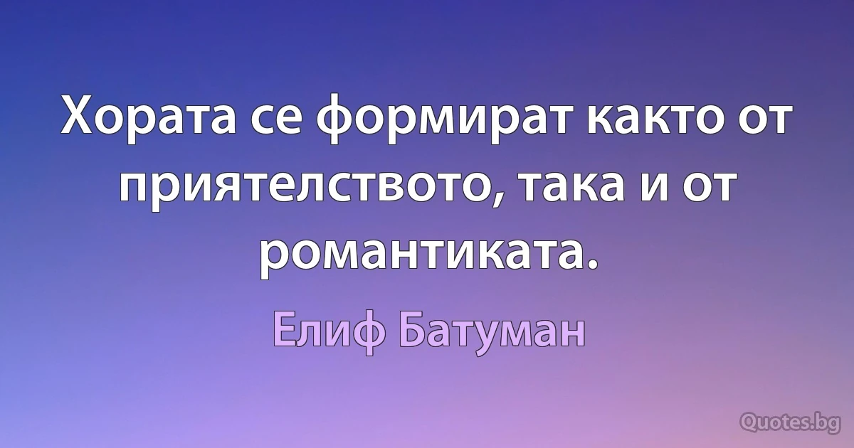 Хората се формират както от приятелството, така и от романтиката. (Елиф Батуман)