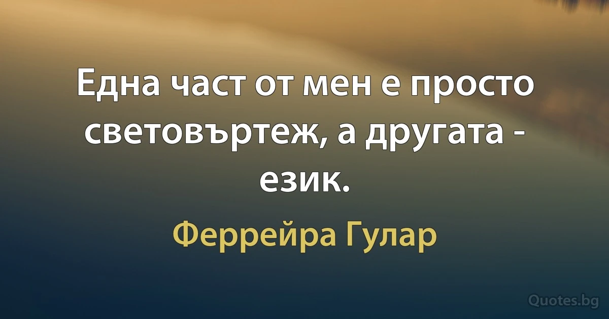 Една част от мен е просто световъртеж, а другата - език. (Феррейра Гулар)