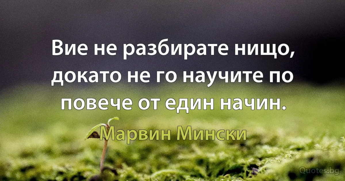 Вие не разбирате нищо, докато не го научите по повече от един начин. (Марвин Мински)