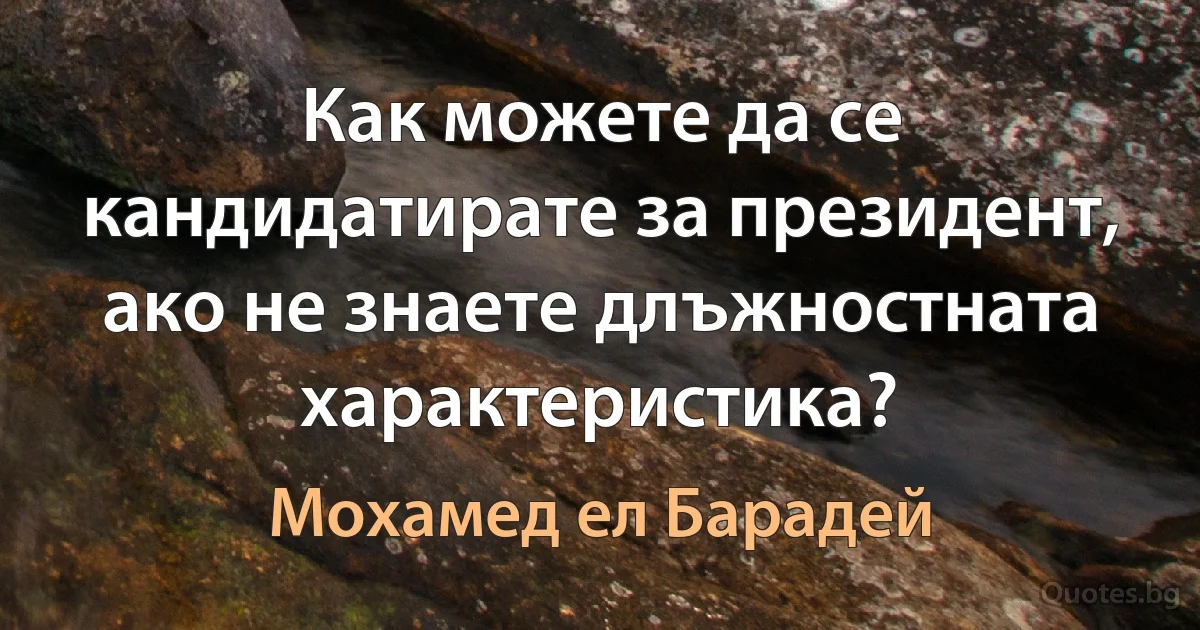 Как можете да се кандидатирате за президент, ако не знаете длъжностната характеристика? (Мохамед ел Барадей)