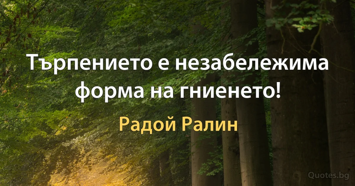 Търпението е незабележима форма на гниенето! (Радой Ралин)