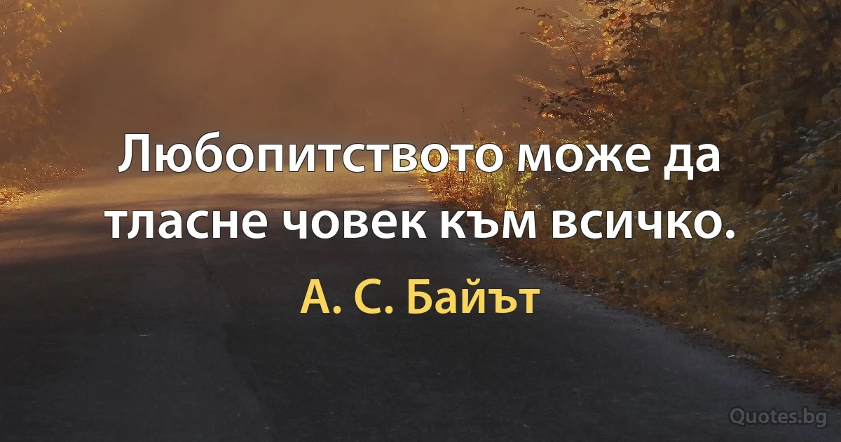 Любопитството може да тласне човек към всичко. (А. С. Байът)