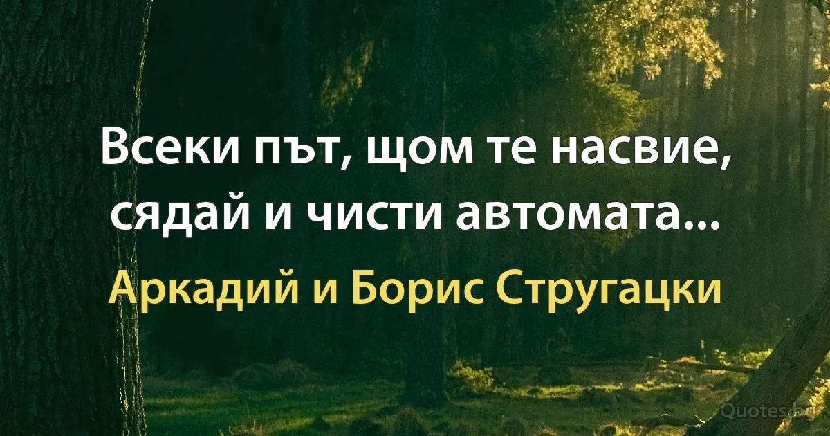 Всеки път, щом те насвие, сядай и чисти автомата... (Аркадий и Борис Стругацки)