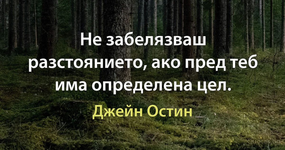 Не забелязваш разстоянието, ако пред теб има определена цел. (Джейн Остин)