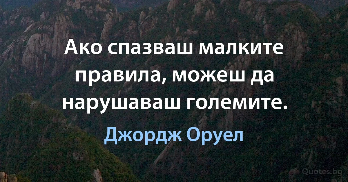 Ако спазваш малките правила, можеш да нарушаваш големите. (Джордж Оруел)