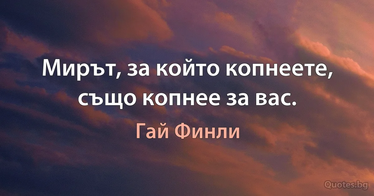 Мирът, за който копнеете, също копнее за вас. (Гай Финли)