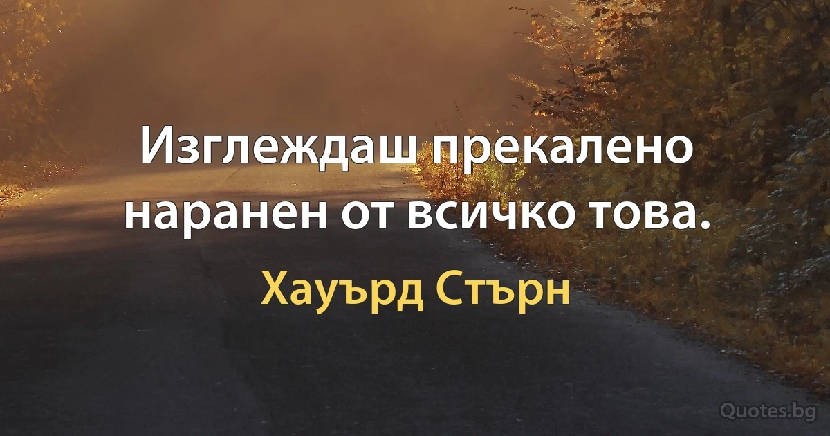 Изглеждаш прекалено наранен от всичко това. (Хауърд Стърн)