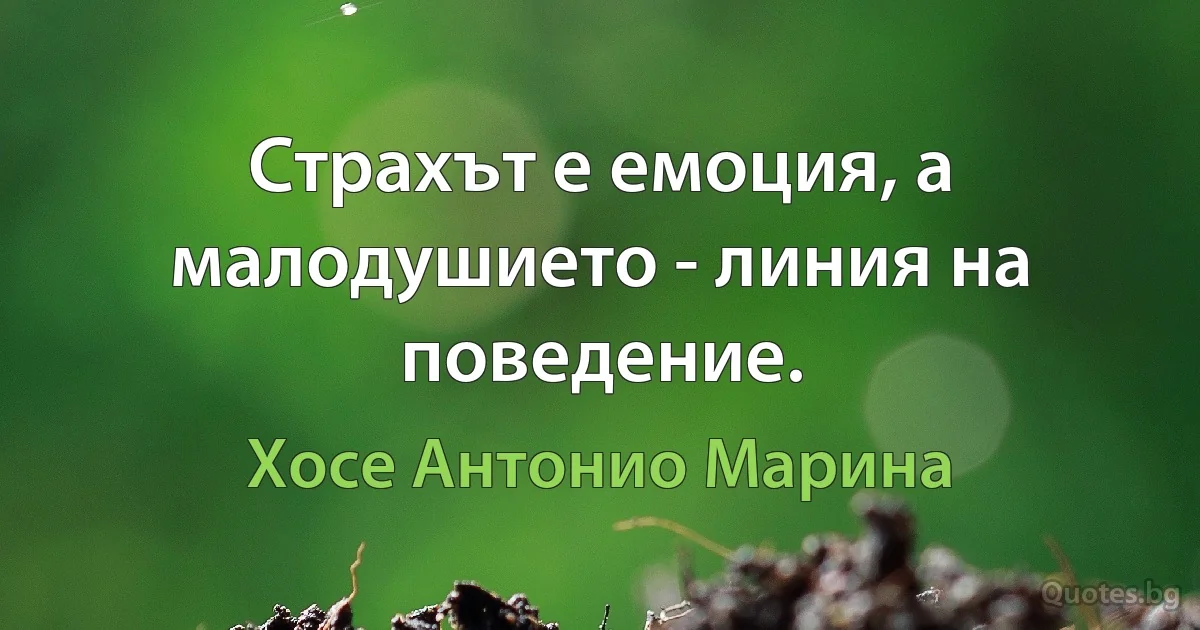 Страхът е емоция, а малодушието - линия на поведение. (Хосе Антонио Марина)