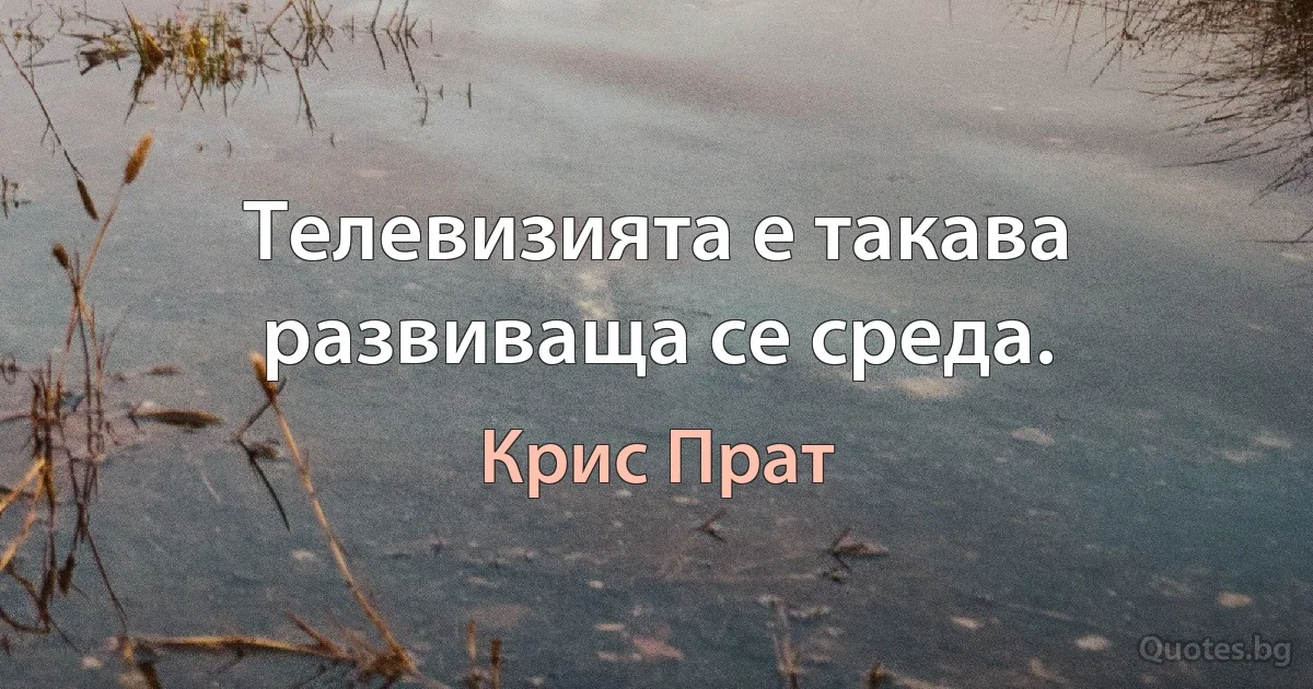 Телевизията е такава развиваща се среда. (Крис Прат)