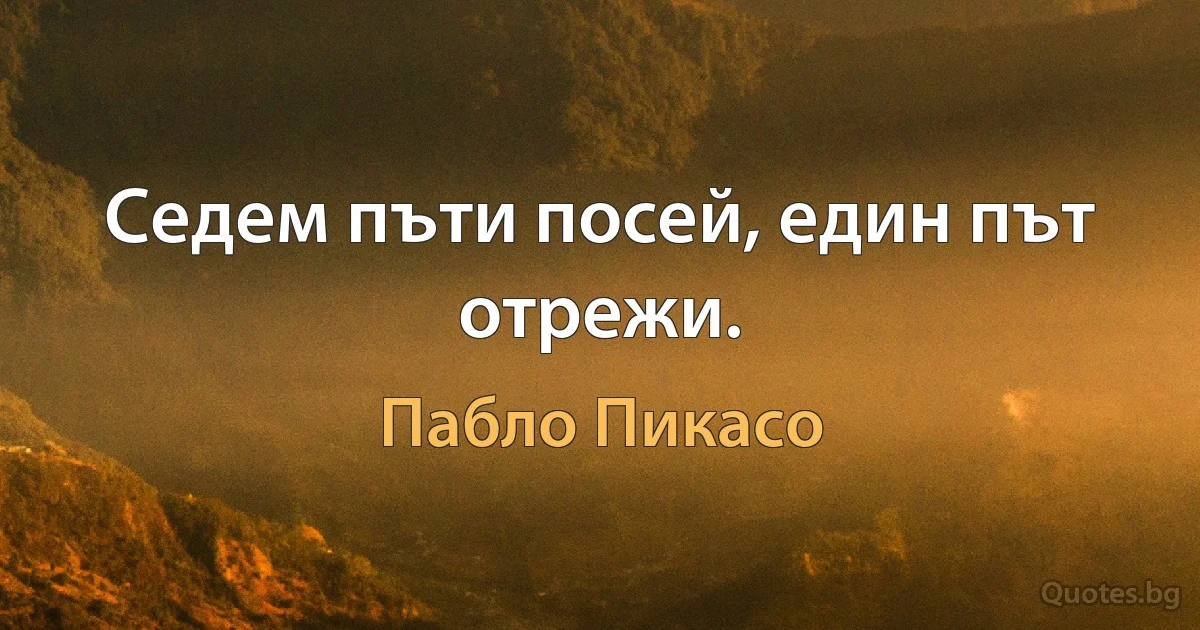 Седем пъти посей, един път отрежи. (Пабло Пикасо)