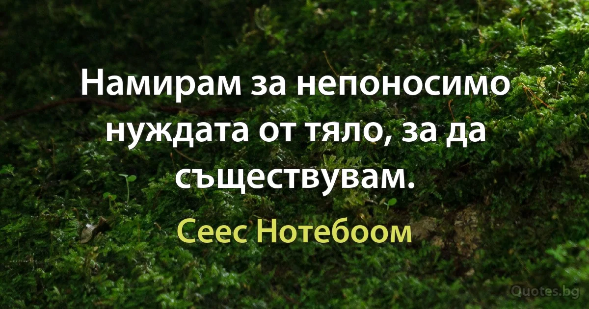 Намирам за непоносимо нуждата от тяло, за да съществувам. (Сеес Нотебоом)