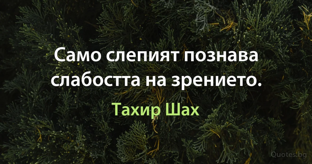 Само слепият познава слабостта на зрението. (Тахир Шах)