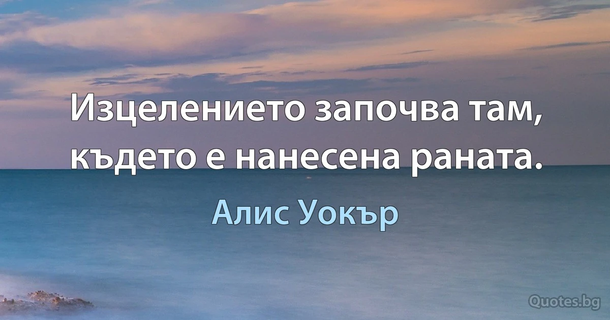 Изцелението започва там, където е нанесена раната. (Алис Уокър)