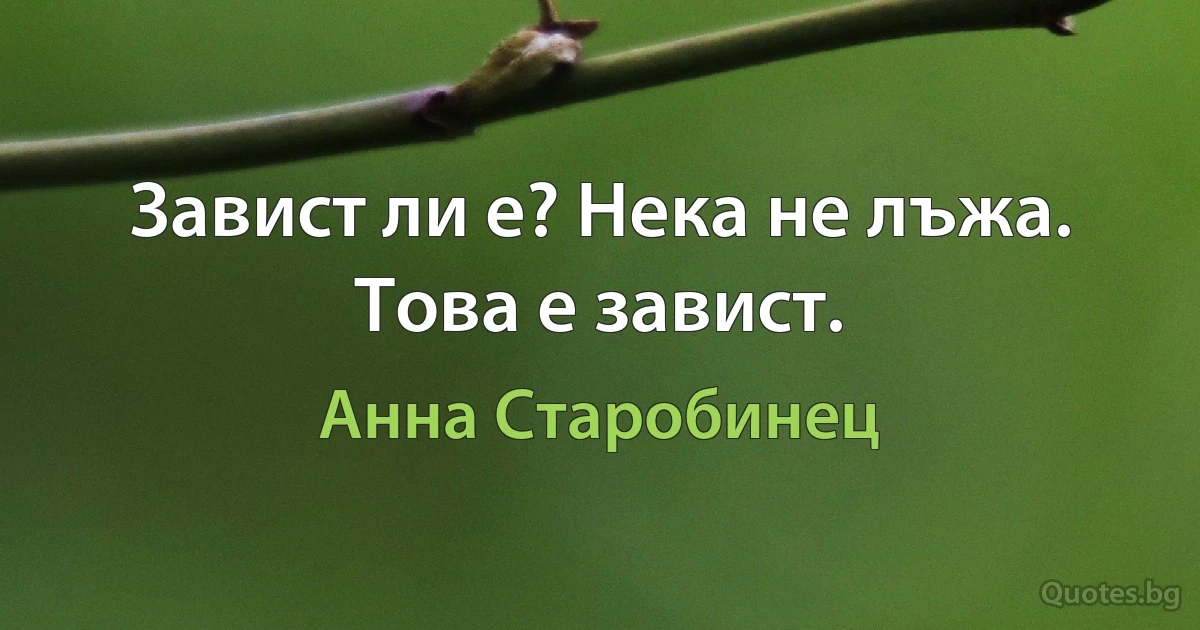 Завист ли е? Нека не лъжа. Това е завист. (Анна Старобинец)