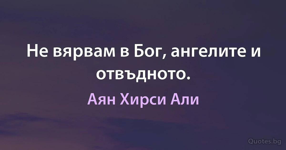 Не вярвам в Бог, ангелите и отвъдното. (Аян Хирси Али)