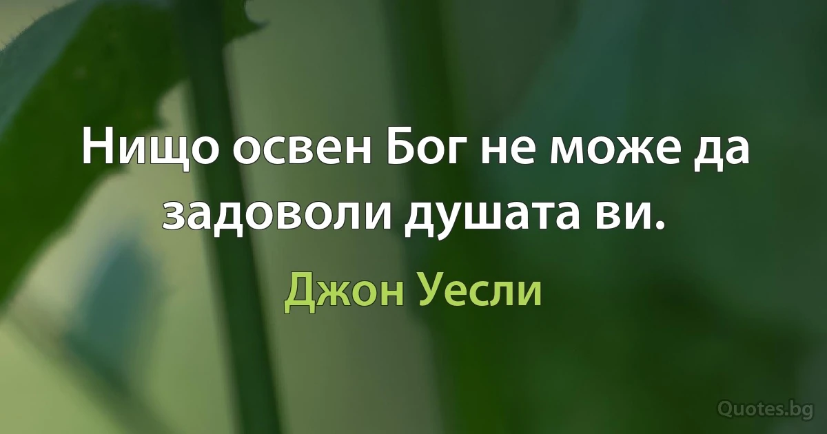 Нищо освен Бог не може да задоволи душата ви. (Джон Уесли)