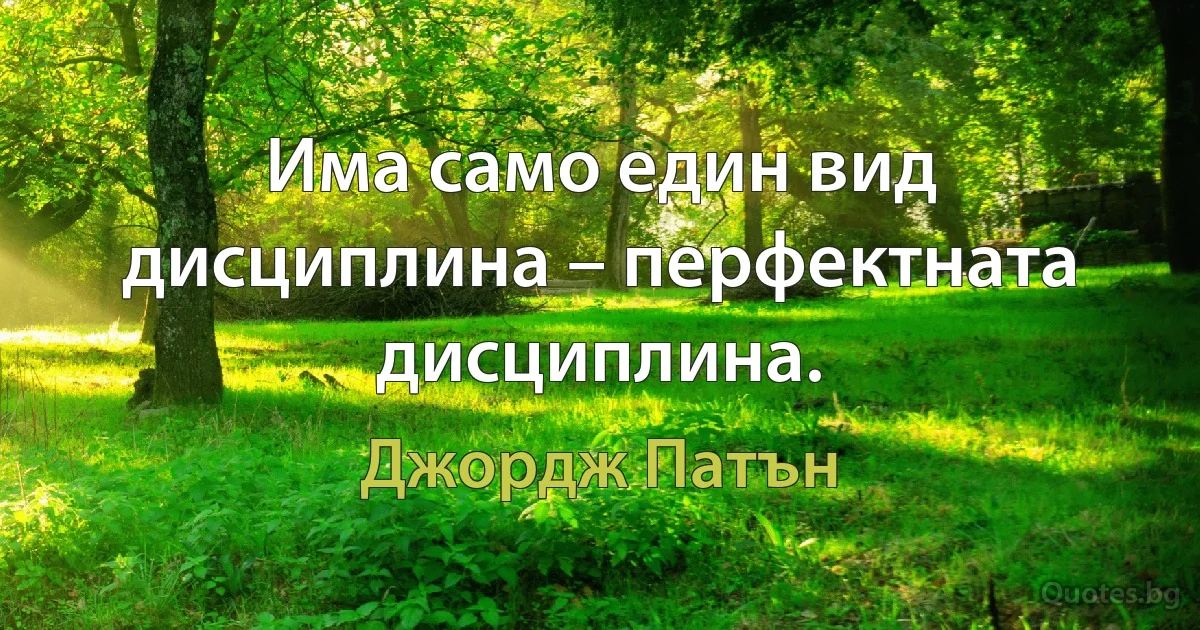 Има само един вид дисциплина – перфектната дисциплина. (Джордж Патън)