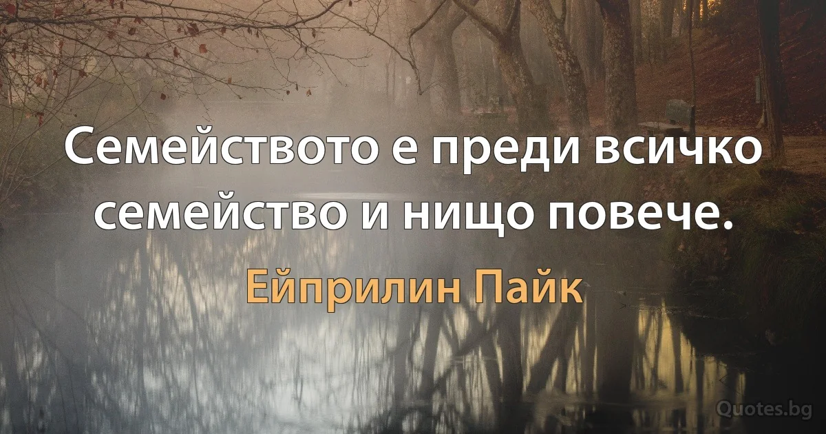 Семейството е преди всичко семейство и нищо повече. (Ейприлин Пайк)