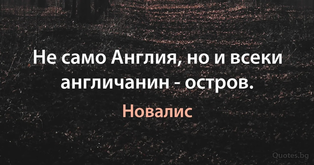 Не само Англия, но и всеки англичанин - остров. (Новалис)