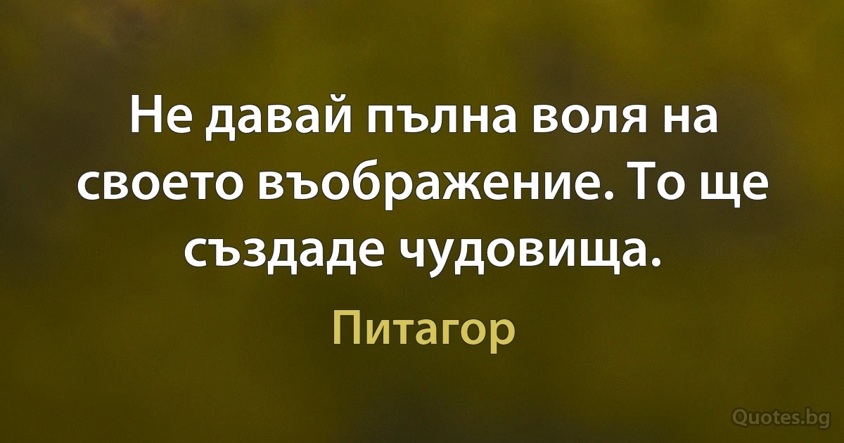 Не давай пълна воля на своето въображение. То ще създаде чудовища. (Питагор)