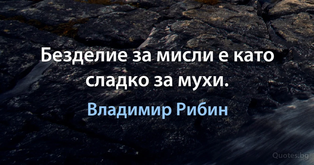 Безделие за мисли е като сладко за мухи. (Владимир Рибин)