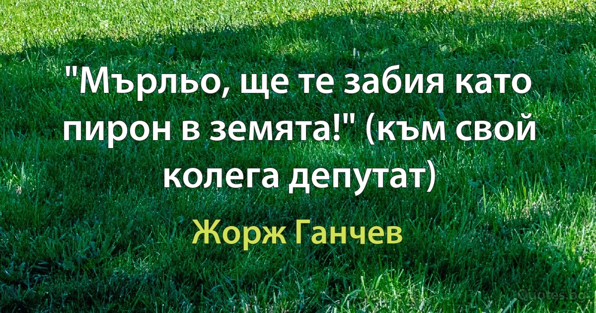 "Мърльо, ще те забия като пирон в земята!" (към свой колега депутат) (Жорж Ганчев)