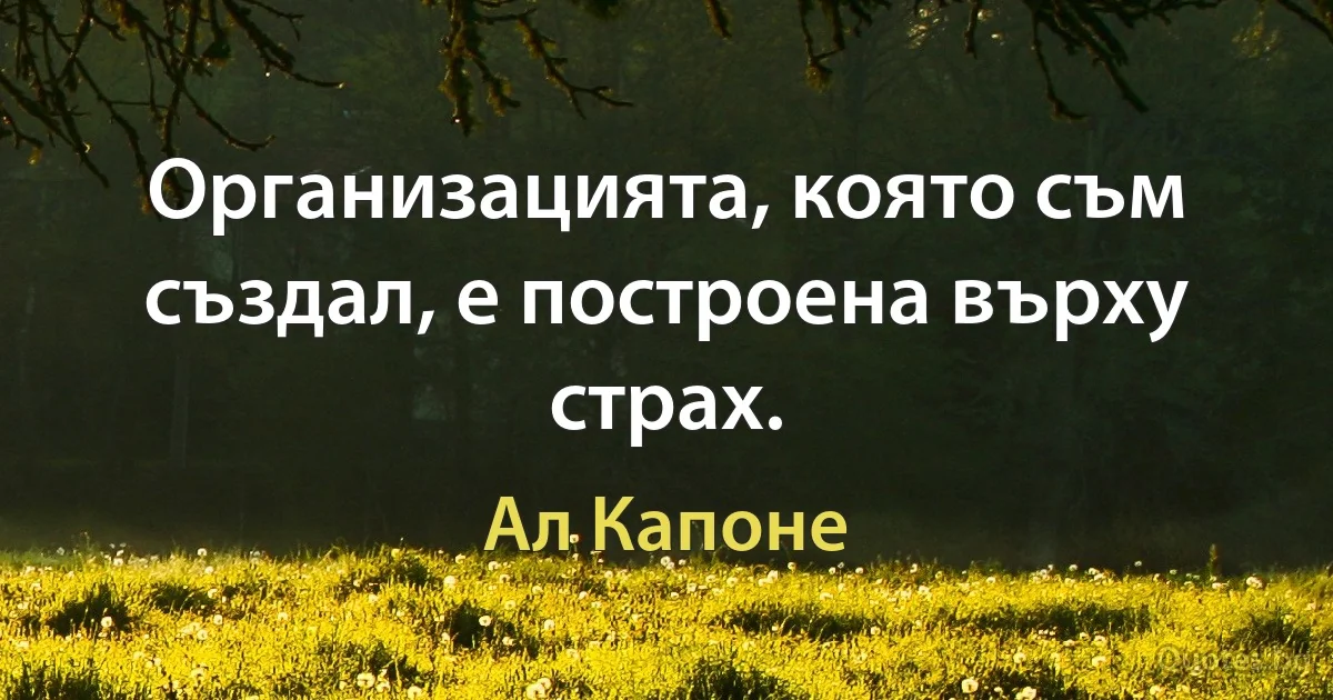 Организацията, която съм създал, е построена върху страх. (Ал Капоне)