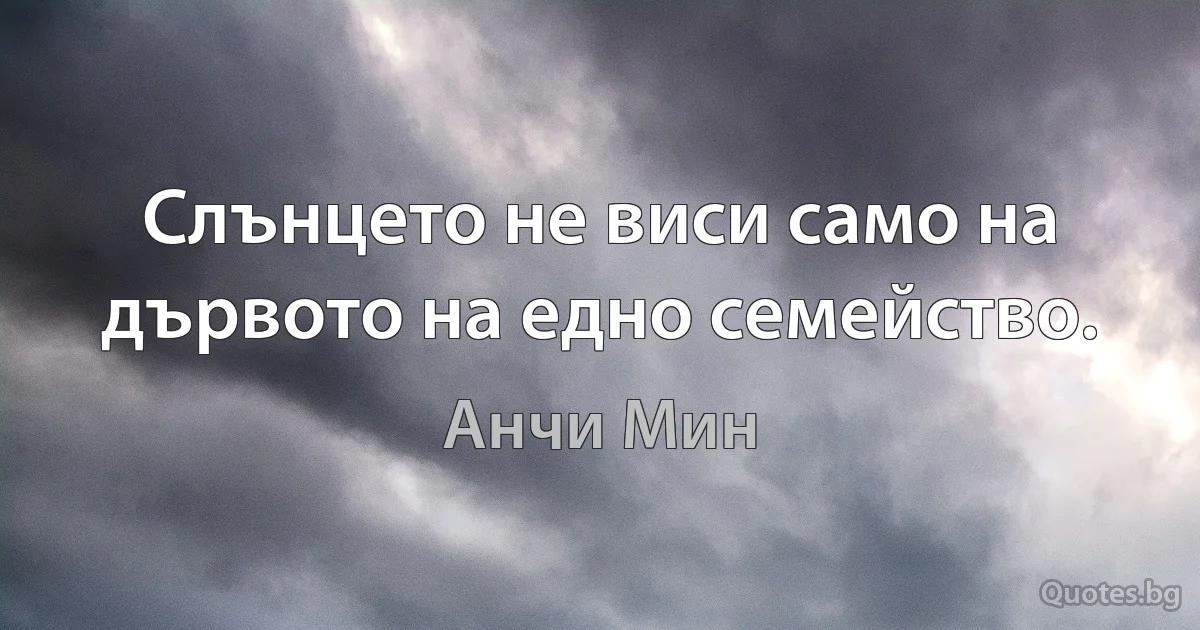 Слънцето не виси само на дървото на едно семейство. (Анчи Мин)