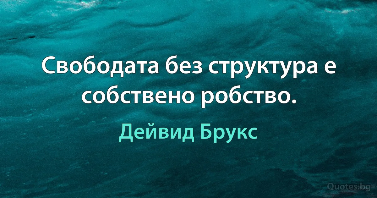 Свободата без структура е собствено робство. (Дейвид Брукс)