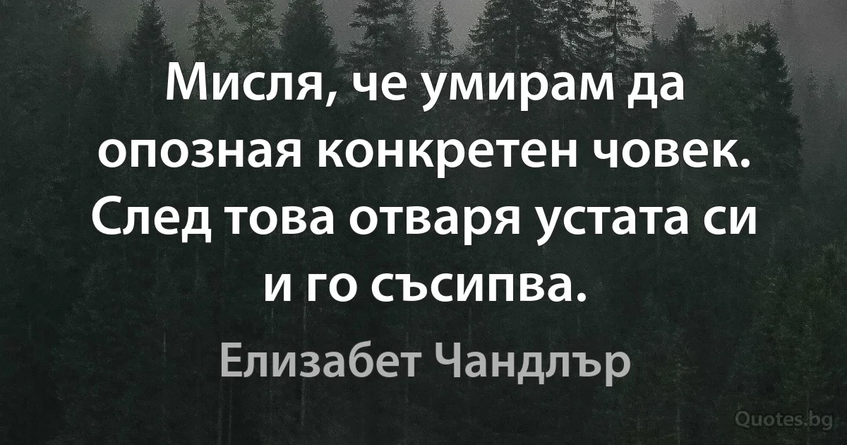 Мисля, че умирам да опозная конкретен човек. След това отваря устата си и го съсипва. (Елизабет Чандлър)