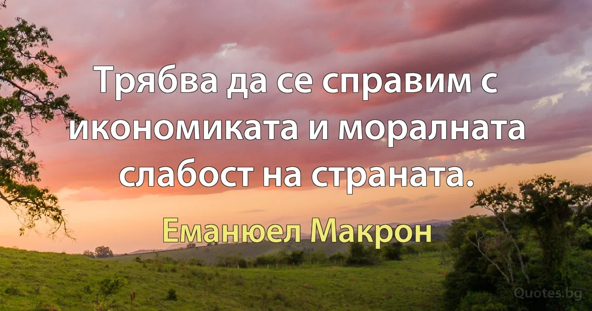 Трябва да се справим с икономиката и моралната слабост на страната. (Еманюел Макрон)