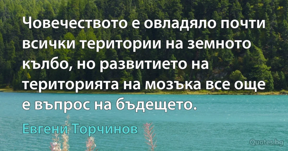 Човечеството е овладяло почти всички територии на земното кълбо, но развитието на територията на мозъка все още е въпрос на бъдещето. (Евгени Торчинов)