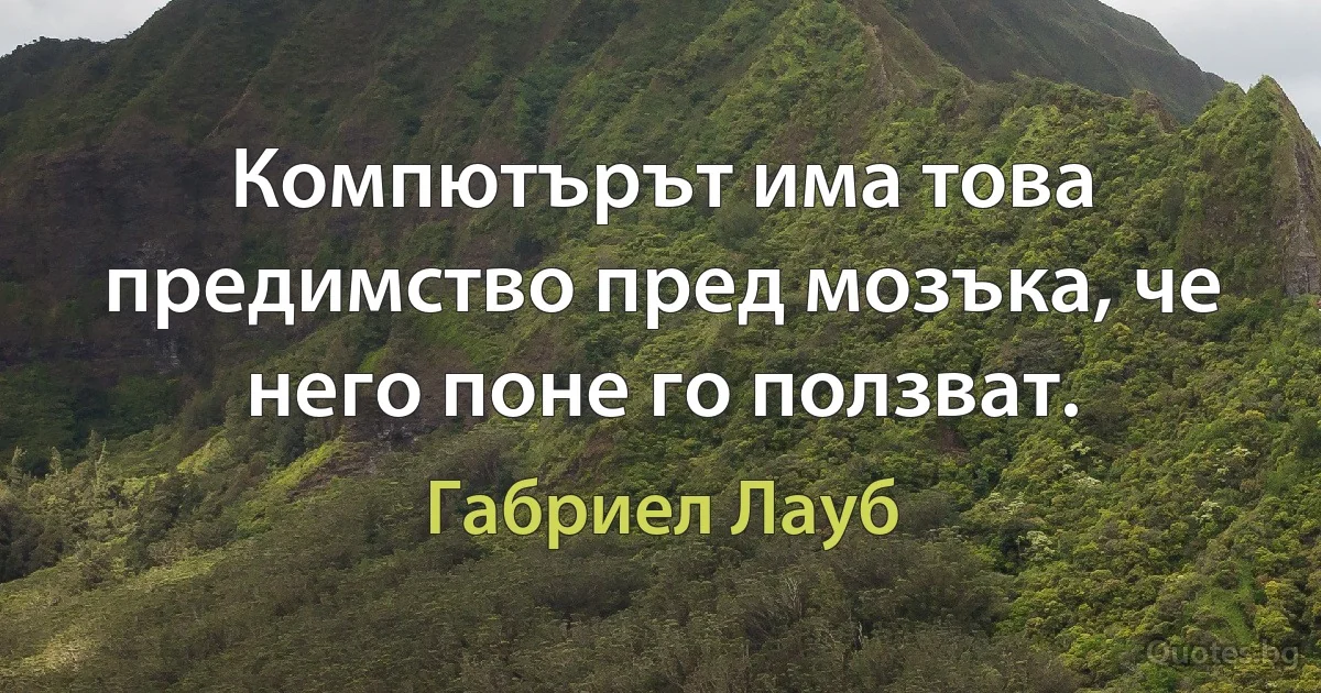 Компютърът има това предимство пред мозъка, че него поне го ползват. (Габриел Лауб)