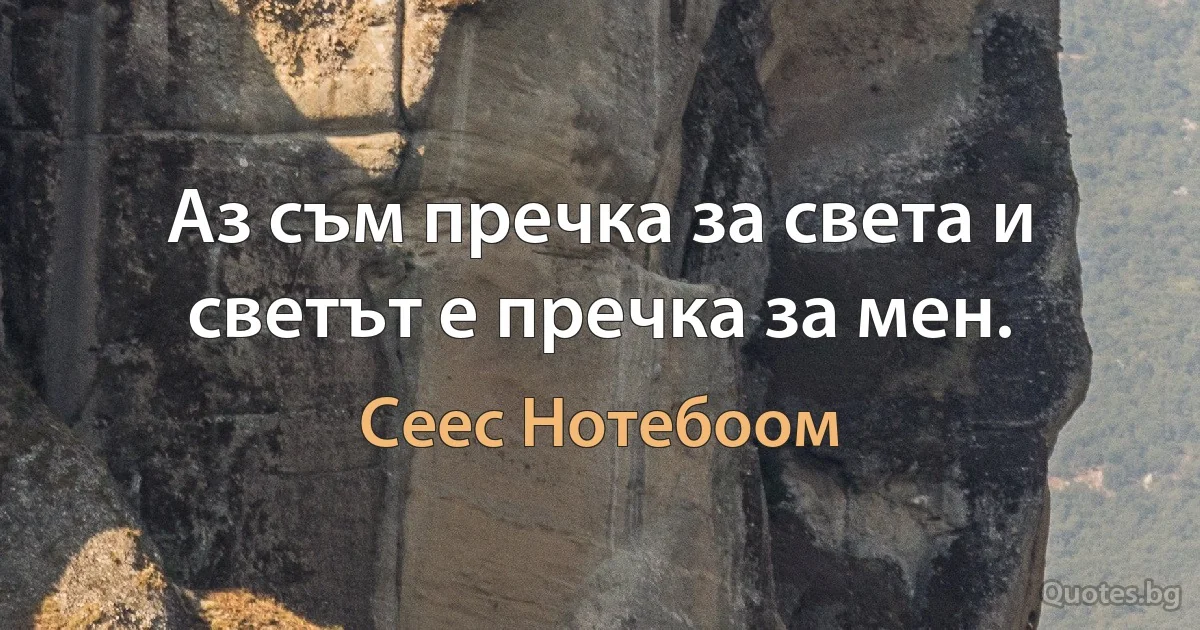 Аз съм пречка за света и светът е пречка за мен. (Сеес Нотебоом)