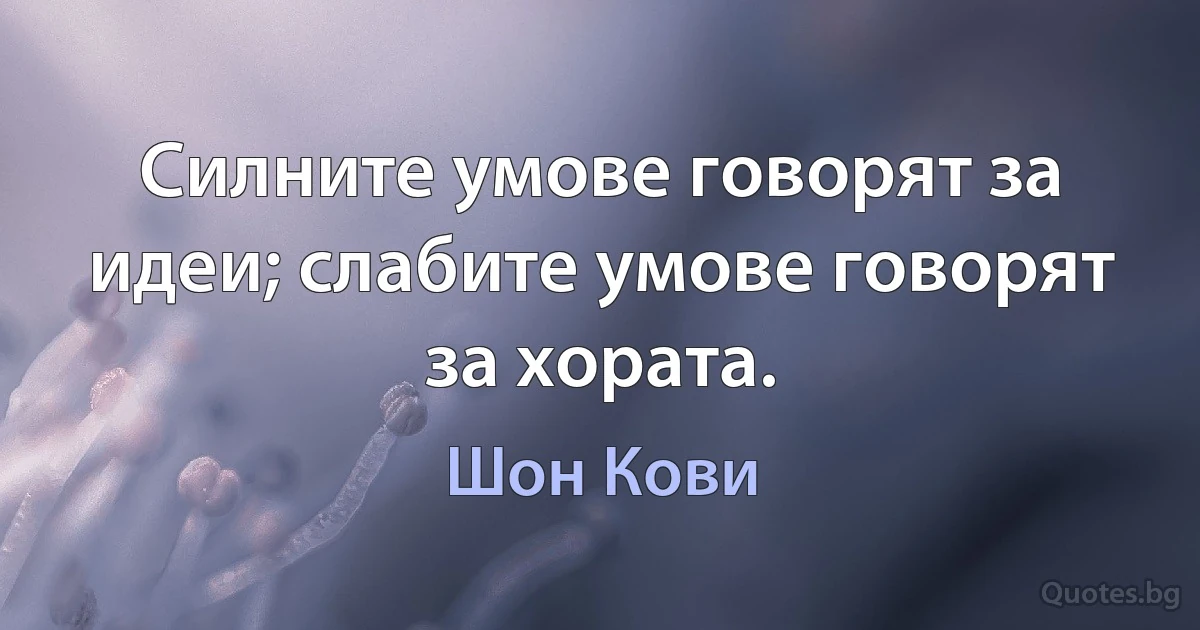 Силните умове говорят за идеи; слабите умове говорят за хората. (Шон Кови)