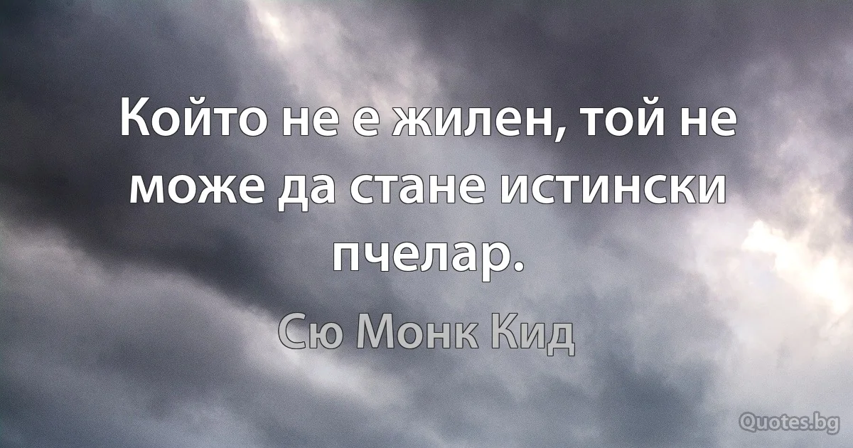 Който не е жилен, той не може да стане истински пчелар. (Сю Монк Кид)