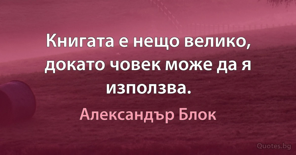 Книгата е нещо велико, докато човек може да я използва. (Александър Блок)