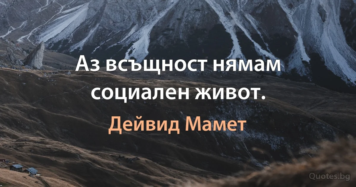 Аз всъщност нямам социален живот. (Дейвид Мамет)