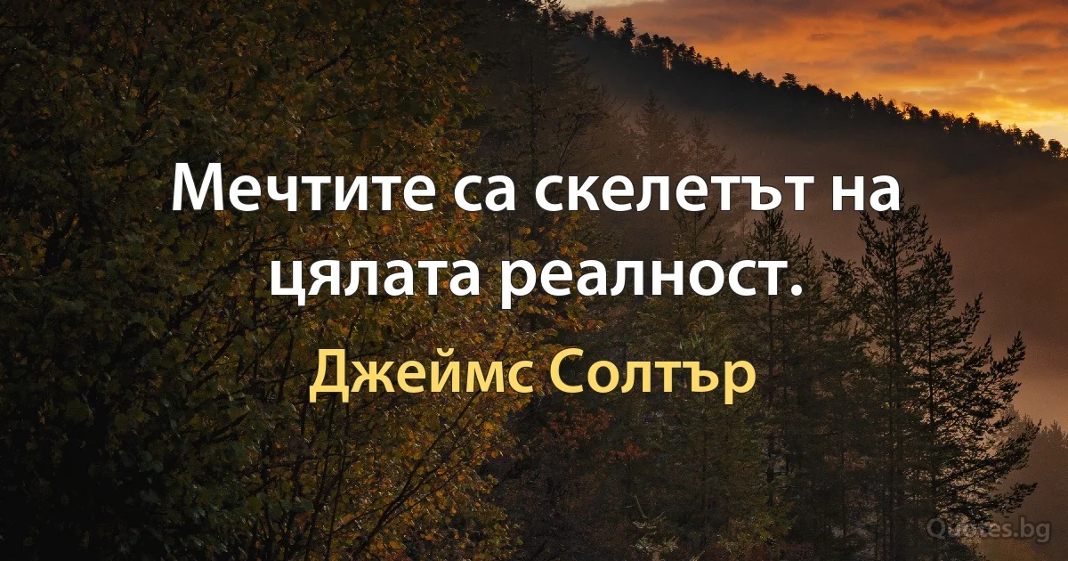 Мечтите са скелетът на цялата реалност. (Джеймс Солтър)