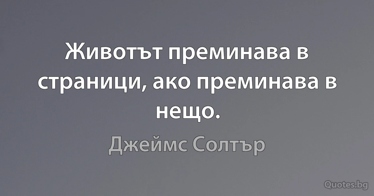 Животът преминава в страници, ако преминава в нещо. (Джеймс Солтър)