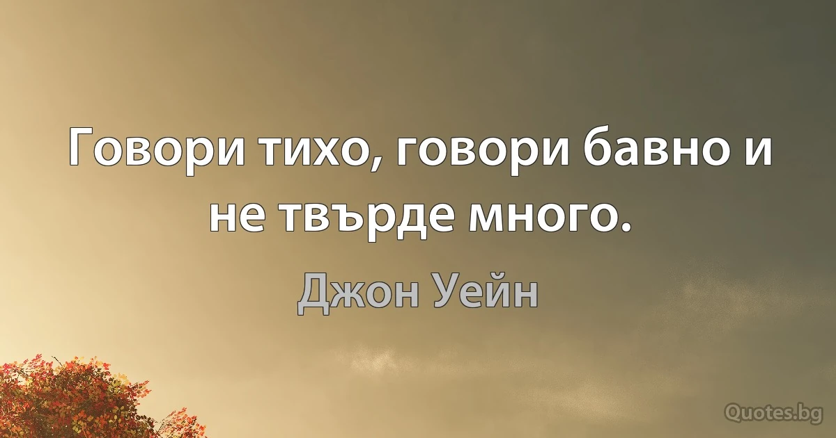 Говори тихо, говори бавно и не твърде много. (Джон Уейн)