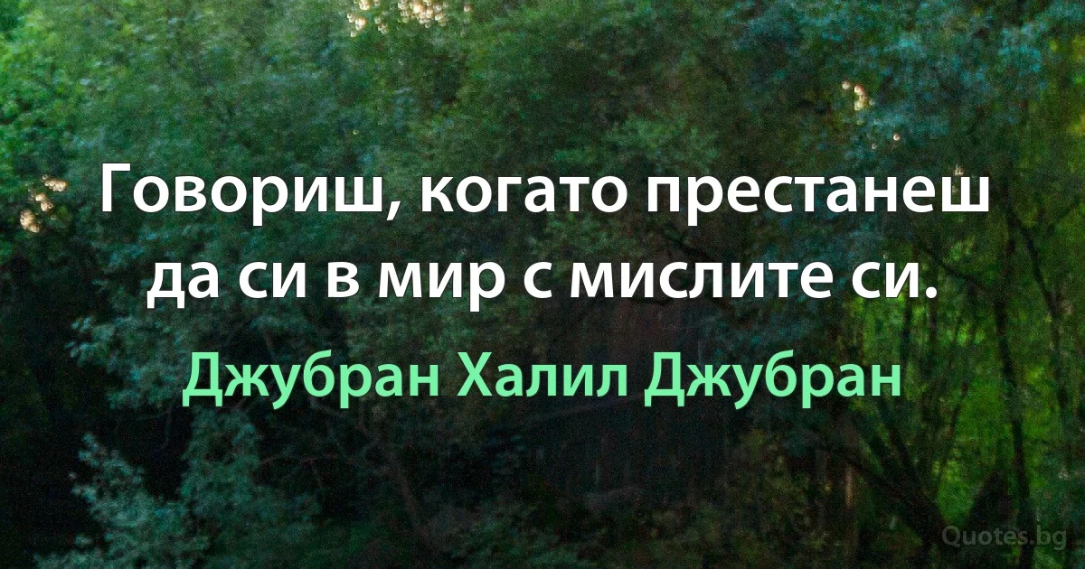 Говориш, когато престанеш да си в мир с мислите си. (Джубран Халил Джубран)