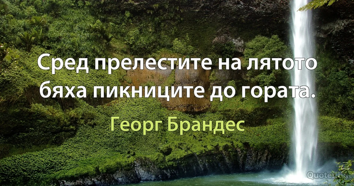 Сред прелестите на лятото бяха пикниците до гората. (Георг Брандес)