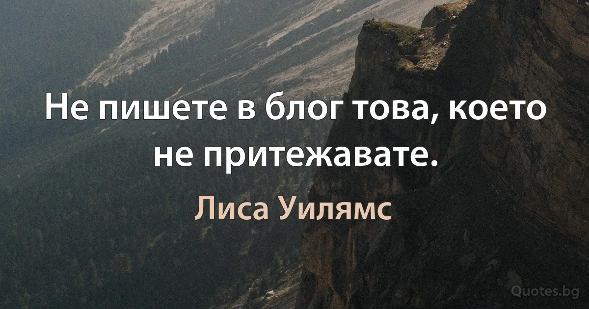 Не пишете в блог това, което не притежавате. (Лиса Уилямс)