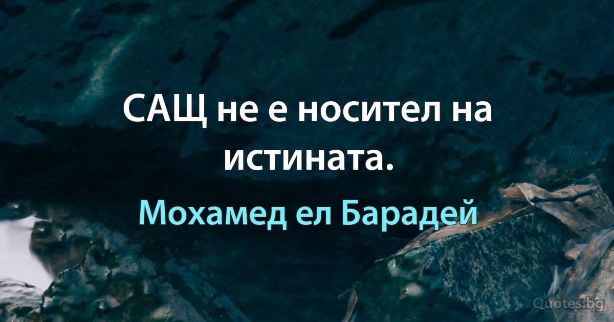 САЩ не е носител на истината. (Мохамед ел Барадей)