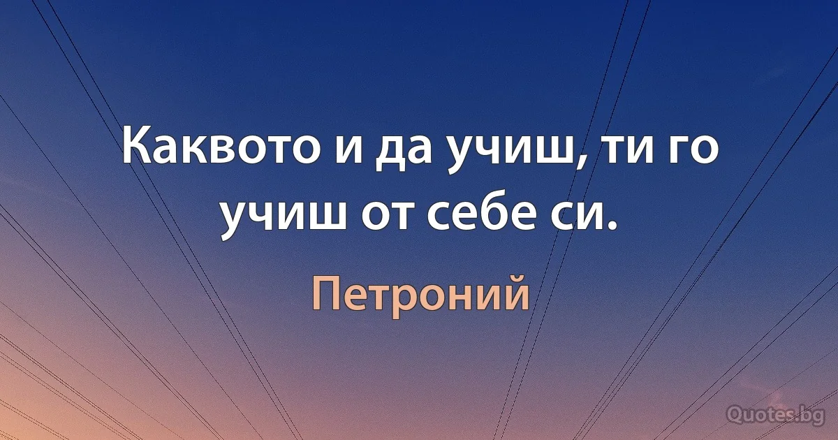 Каквото и да учиш, ти го учиш от себе си. (Петроний)