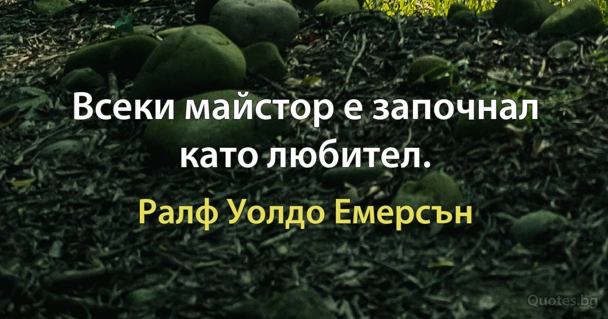 Всеки майстор е започнал като любител. (Ралф Уолдо Емерсън)